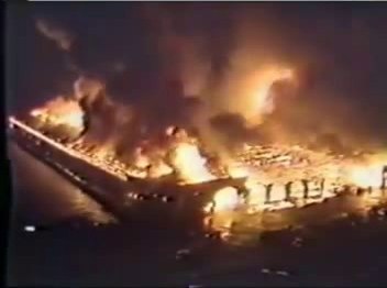Embarcadero view of Piers 30-32 1984 fire